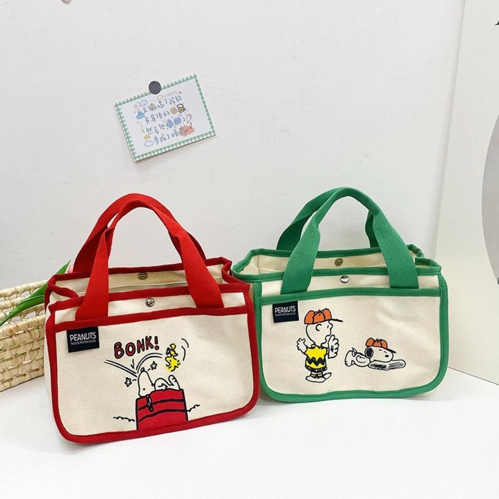 Uumir Snoopy Tote Bag,การ์ตูนพิมพ์ถุงอาหารกลางวันความจุสูง,น่ารักผ้าใบมัลติฟังก์ชั่กระเป๋าถือการ์ตูน