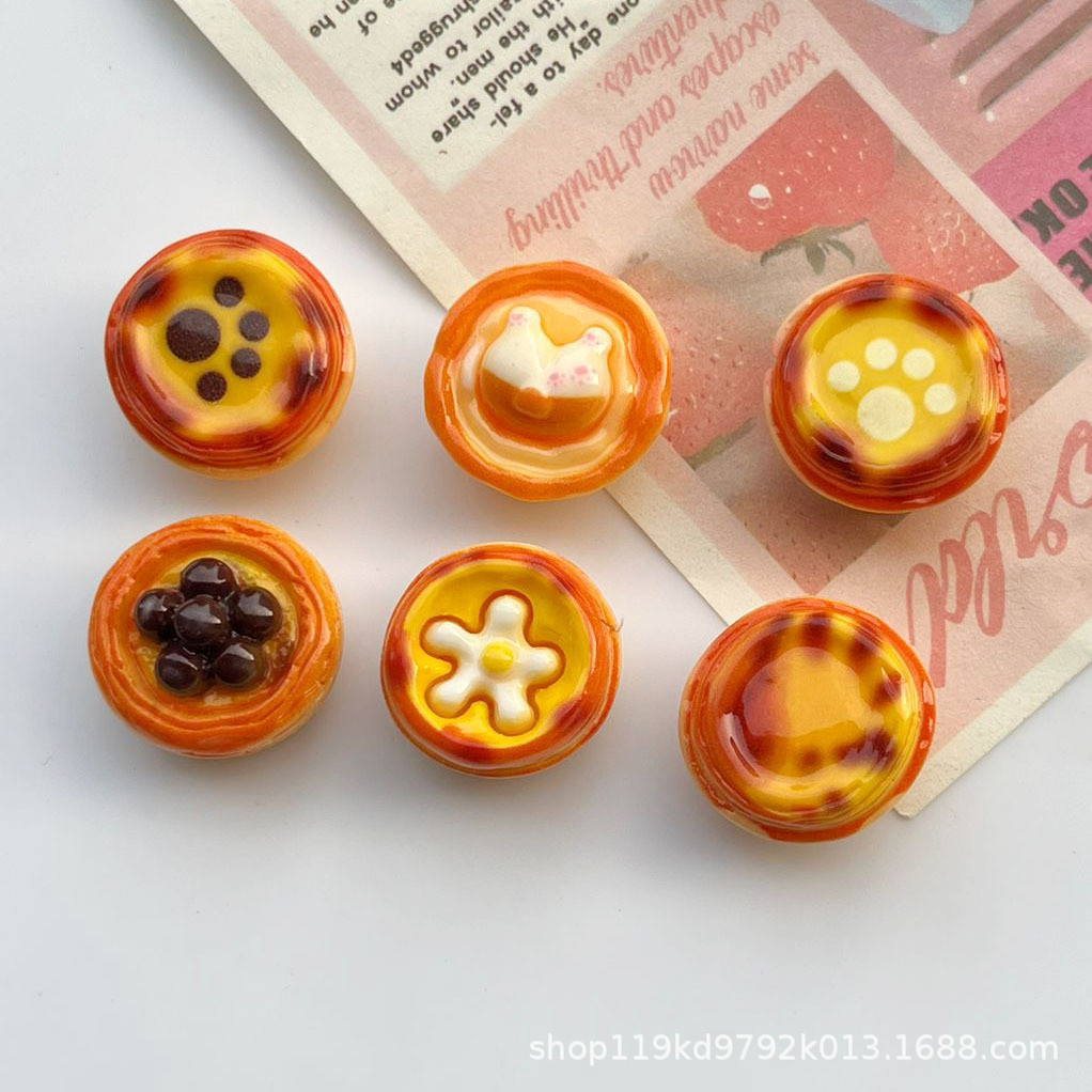 อาหารจำลองเล่น ลายอุ้งเท้า Corgi ไข่ทาร์ต วัสดุ DIY กาวครีม เคสโทรศัพท์ กิ๊บติดผม อุปกรณ์ผูกผม ขายส่ง