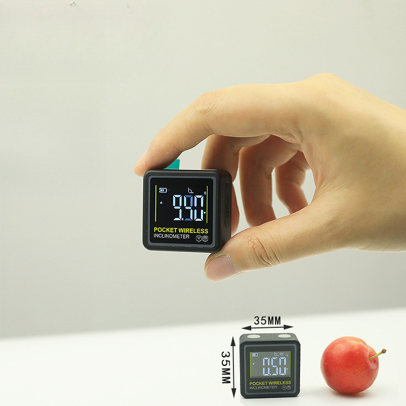 Huoto สไตล์ใหม่ Mini Pocket Inclinometer กล่องอิเล็กทรอนิกส์จอแสดงผลดิจิตอลบลูทูธ Inclinometer วัดมุม Inst