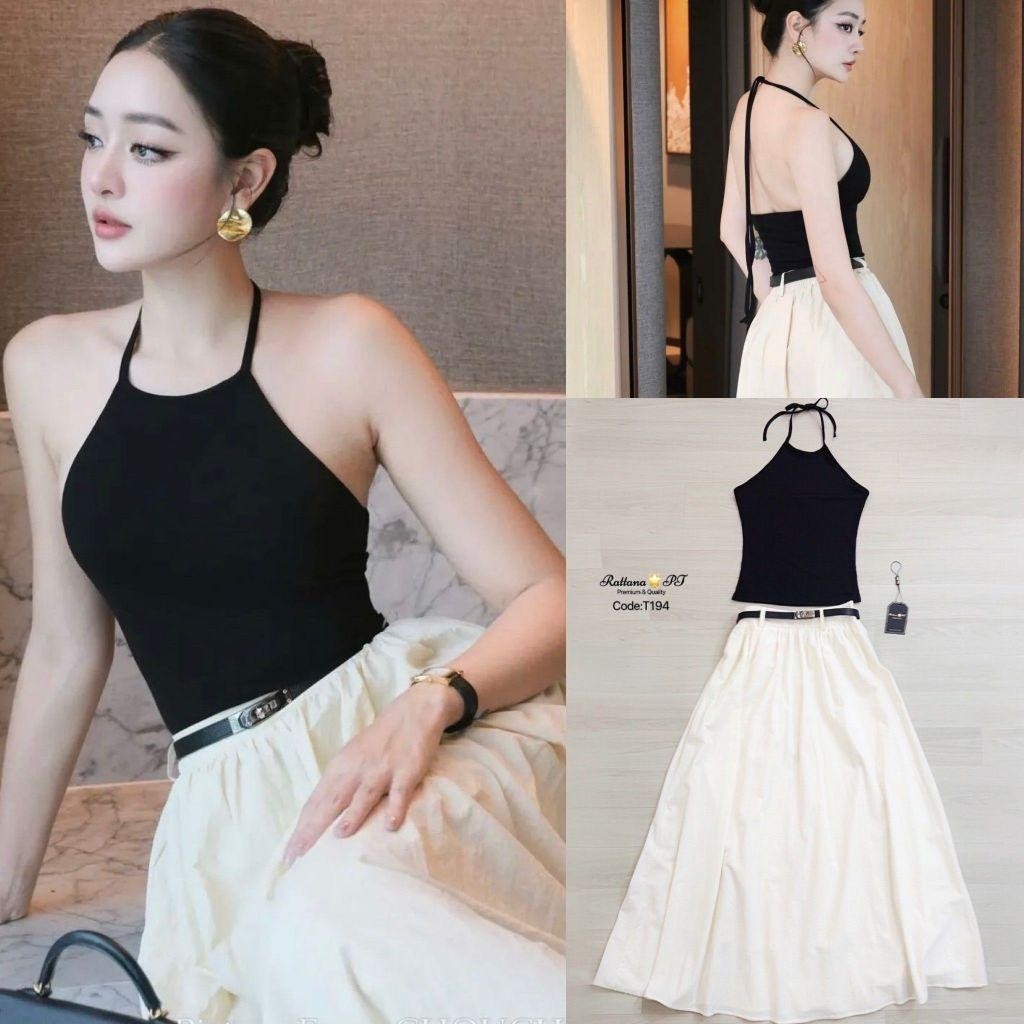 M.shop (พร้อมส่ง) Rattana117 ชุดเซตเสื้อ+กระโปรง+เข็มขัด บอกได้คำเดียว ชุดนี้ แซ่บ แบบดูดี เสื้อผ้า 