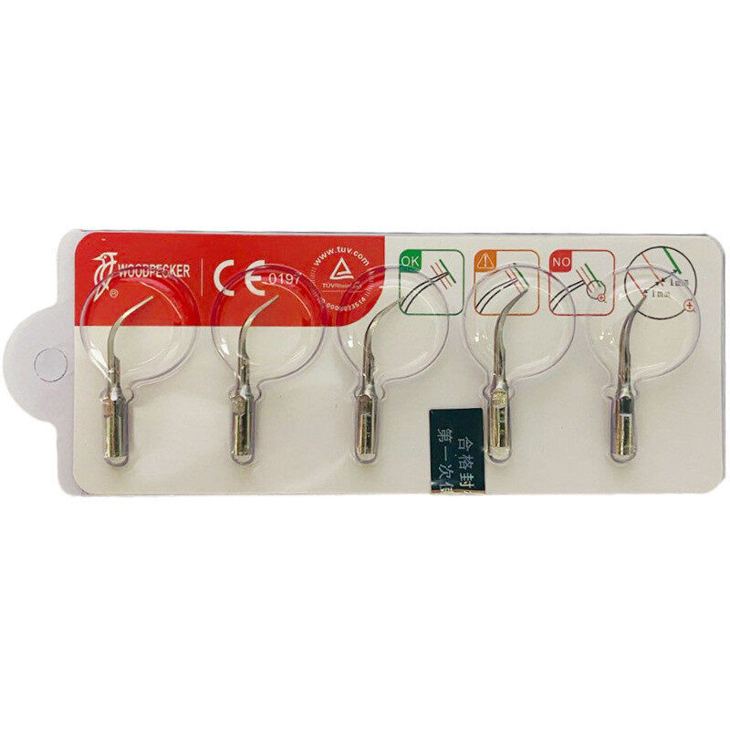5pcs ทันตกรรมนกหัวขวาน P1 Ultrasonic Scaler Scaling เคล็ดลับ Handpiece ไม้-Pecker ทํางานสําหรับทําคว