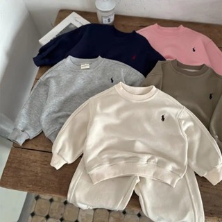 ชุดสองชิ้นเสื้อสเวตเตอร์และกางเกงสไตล์เกาหลีใหม่สำหรับเด็กผู…