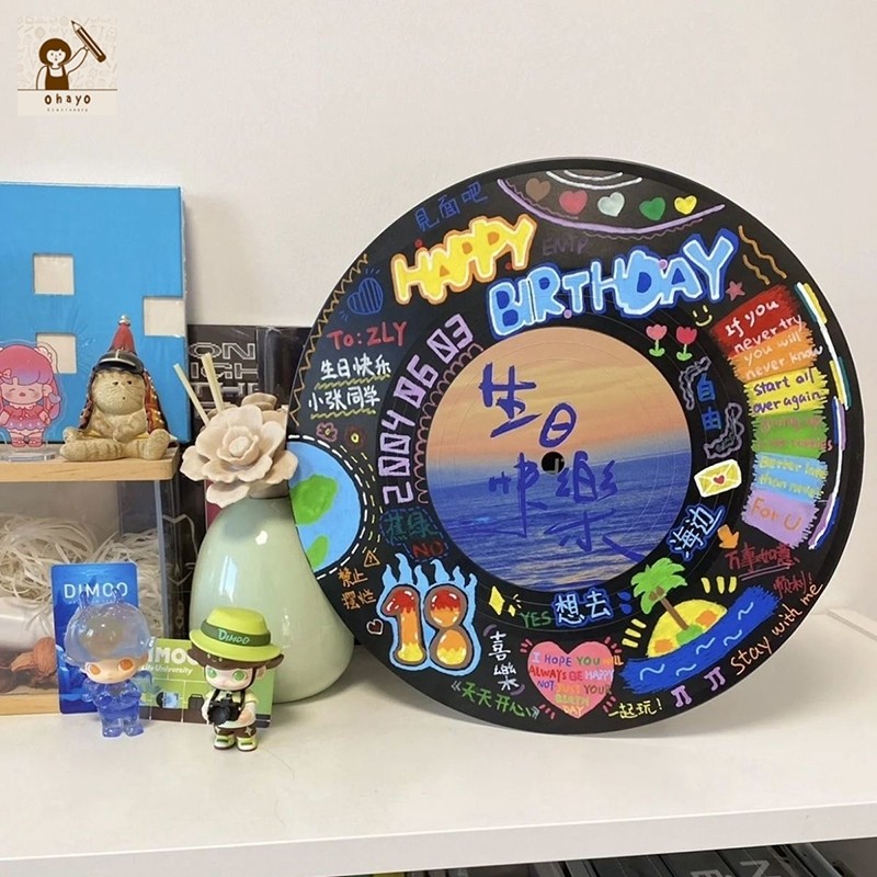 ohayo DIY ภาพวาดตกแต่งอะคริลิก แผ่นเสียงไวนิล รูปกราฟฟิติ ภาพสีน้ำมันดิจิตอลรูปแต่งผนัง หัตถกรรม