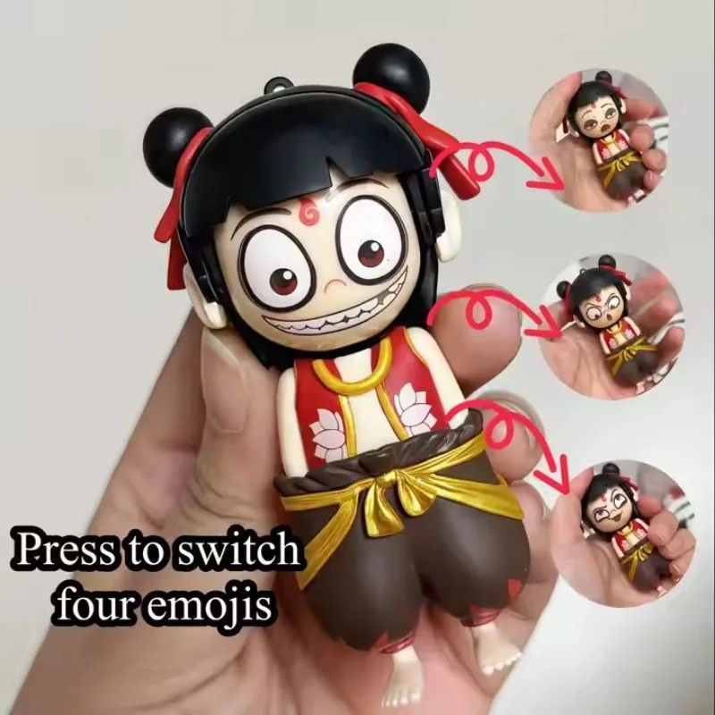Ne Zha 2 Nezha อะนิเมะกดเพื่อเปลี่ยนใบหน้าตุ๊กตาของเล่นตัวเลขน่ารักของเล่นเด็ก Action Figure