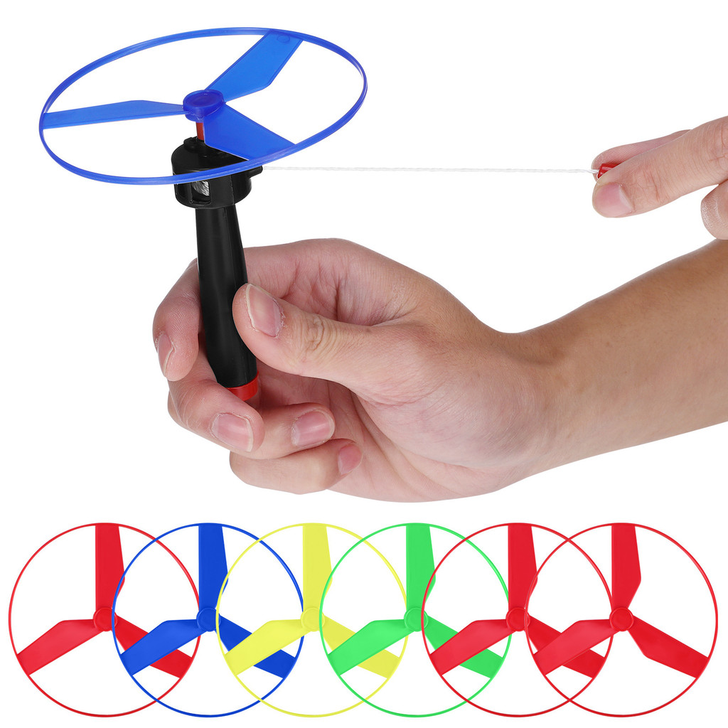 การ์ตูนดึงสาย UFO UFO Frisbee Flying Fairy Flying Ground Pull Line ของเล่นเด็ก