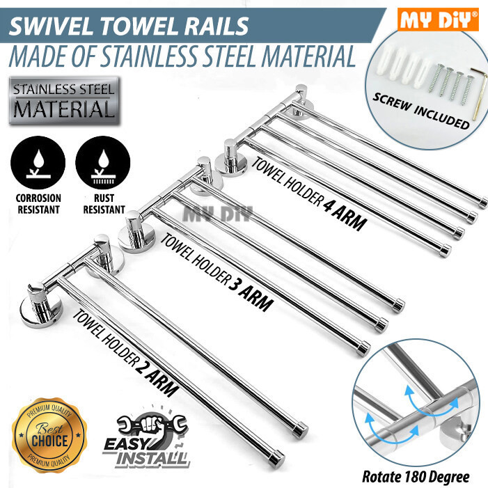 TOWEL RACK STAINLESS STEEL ROD RUST PROOF ROTATING TOWEL RACK TOWEL ผ้าขนหนูห้องน้ําสําหรับห้องครัวผ
