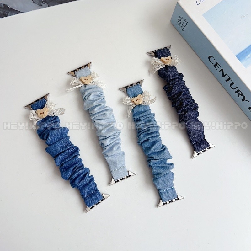 สายหมีเหมาะสําหรับสมาร์ทวอทช์ซีรีส์ 10/9/8/7/6/5/SE/4/3/2/1 สายรัดแถบคาดศีรษะยืดหยุ่นเหมาะสําหรับ iwatch49/46/45/44/42/41/40/438 มม.