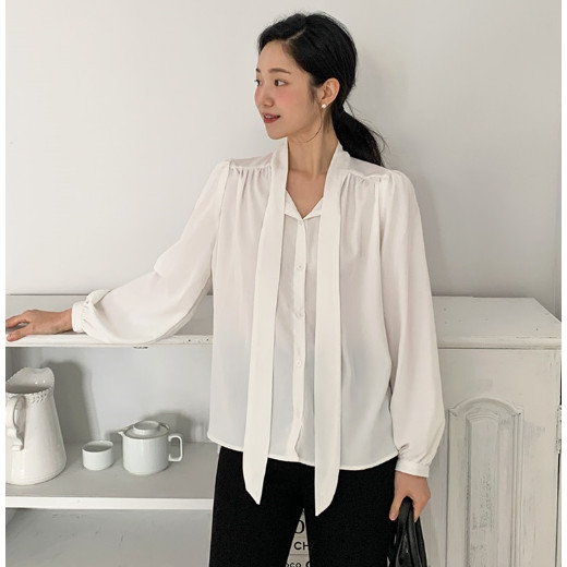 เสื้อเชิ้ตผูกเน็คไทสไตล์เกาหลีหรูหรา Oh Ji Needle Happy Velvet I3VF