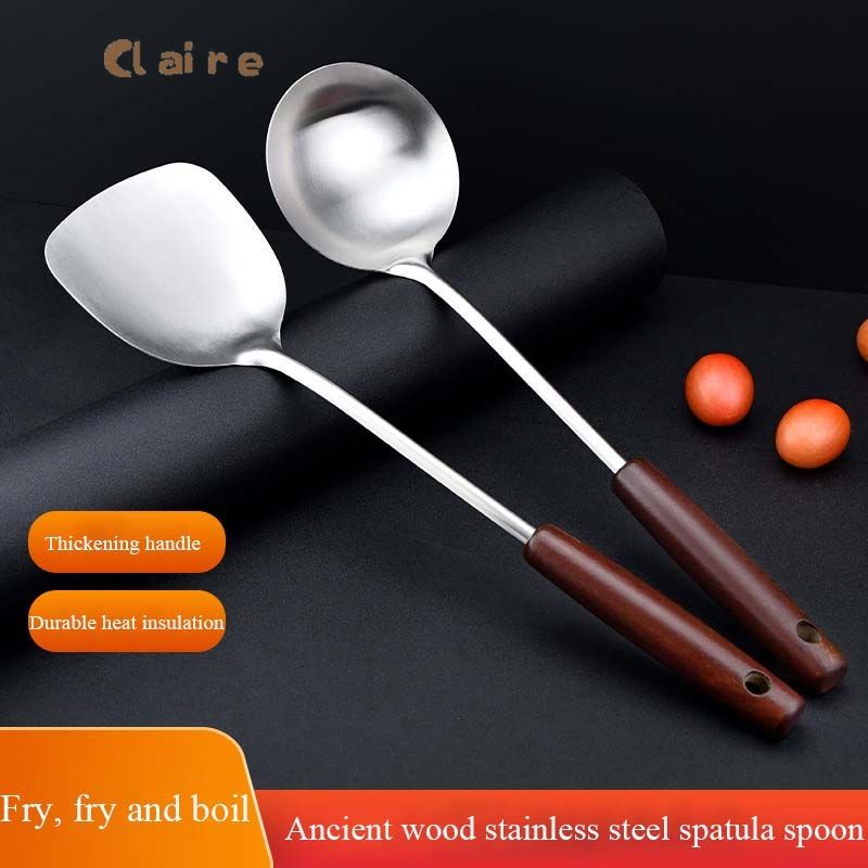 COD ตะหลิว กระบวย สแตนเลส 304 แท้ ด้านไม้คุณภาพดี ทนทาน เกรดพรีเมียม  Claire