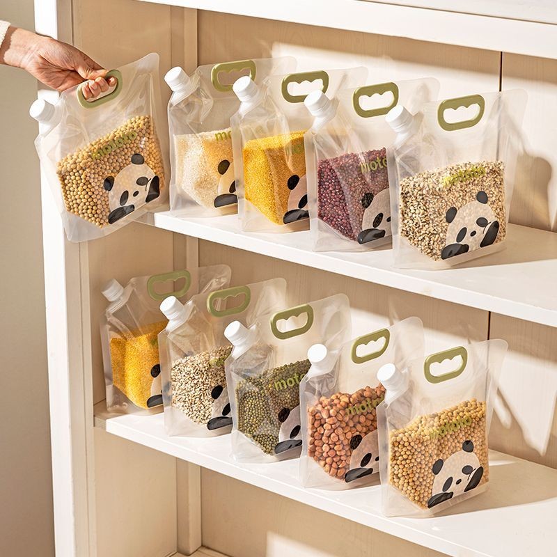 แม่บ้านสมัยใหม่ mototo Panda Whole Grain Storage Bag Sealed Insect-Proof Moisture-Proof Rice Storage Sub-Packing Rice B20250318