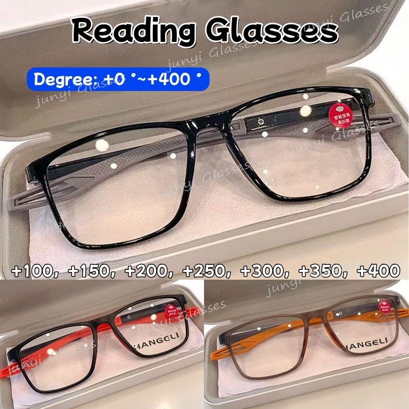 +1.00+1.50+.2.00+2.50+3.00+3.50+4.00 ป้องกันรังสี ตร90 กีฬาป้องกันแสงสีฟ้าแว่นอ่านหนังสือสี่เหลี่ยมป้องกันการหล่นกันลื่นผู้สูงอายุสายตายาวแว่นต