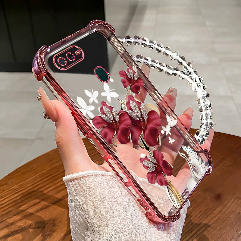 กันกระแทกcase สําหรับ OPPO A5S A12 A7 F9 PRO เคสโทรศัพท์ TPU สร้อยข้อมือล่าสุด 2025 ดีไซน์ใหม่ความงาม softCase