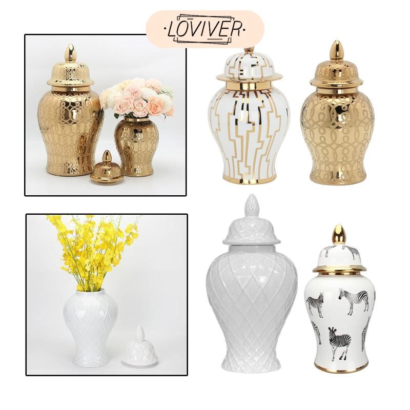 LOVIVER เซรามิคขิง Jar ตกแต่งบ้านหัตถกรรม Jar ดอกไม้คอนเทนเนอร์ชา Centerpiece Bud แจกันหรูหรา