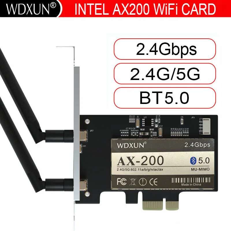 Dual Band 2.4Gbps ไร้สาย AX200NGW เครือข่าย Wifi PCI-E 1X สําหรับ Intel AX200 2.4G/5 Ghz 802.11ac/ax