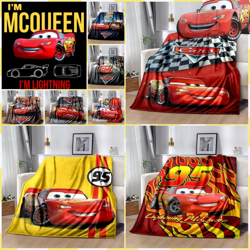 ผ้าห่มฟลีซขนฟูนุ่ม Disney Cars Lightning Mcqueen สำหรับเด็ก ผ้าห่มสำหรับเด็ก ของขวัญเด็ก ผ้าห่มอนิเมะ