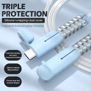 Charger Protector ซิลิโคนป้องกันสายเคเบิลข้อมูลเหมาะสำหรับ IP Android TYPE C ฝาครอบป้องกันสายเคเบิลข้อมูล Data Cable