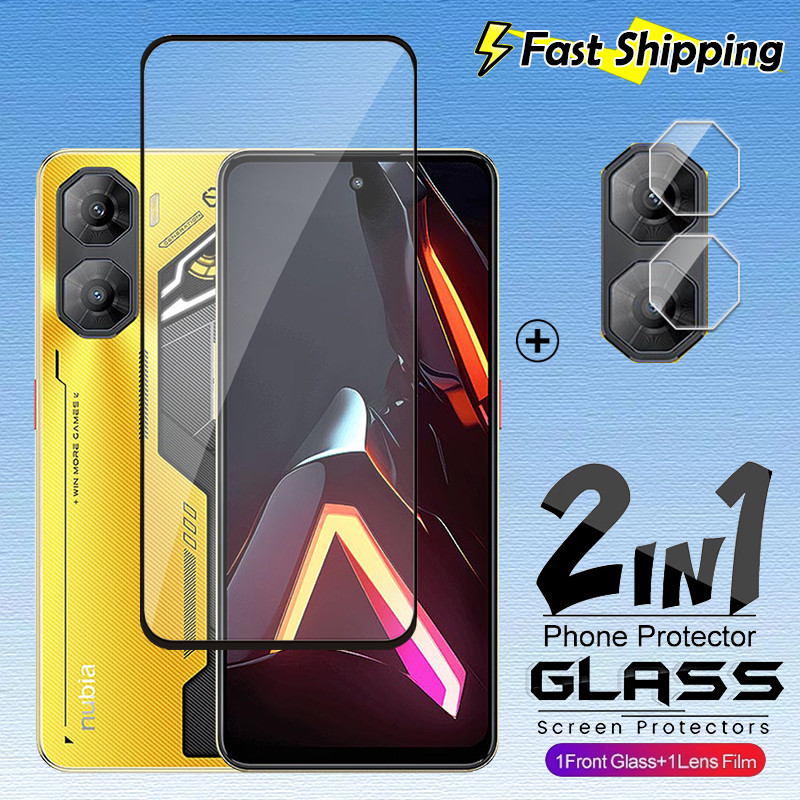 2in1 สําหรับ ZTE Nubia Neo 3 5 GT NubiaNeo3 Neo5 Pro Neo2 2025 5G ป้องกันหน้าจอกระจกนิรภัยลายนิ้วมือปลดล็อคโปร่งใส HD Clear Coverage เลนส์กล้องป้องกันฟิล์ม