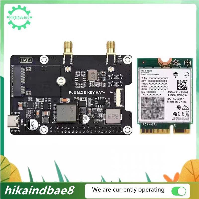 [hIkaai] สําหรับ 5 PCIe ถึง M.2 E KEY พร้อม PoE HAT + บอร์ดขยาย BE200 การ์ดเครือข่ายไร้สาย Tri-Band 