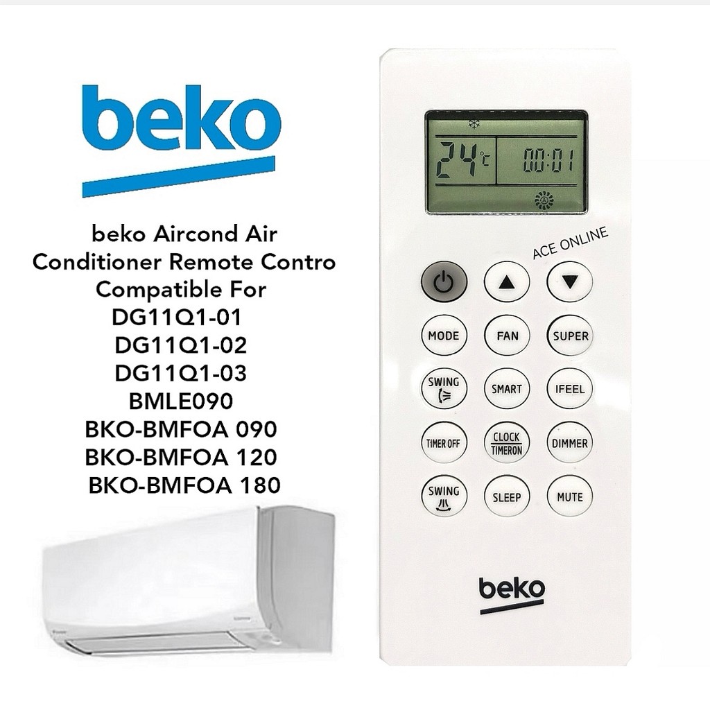 Beko Aircond เครื่องปรับอากาศรีโมทคอนโทรลสําหรับ DG11Q1-01 DG11Q1-02 DG11Q1-03 BMLE090 BKO-BMFOA 090 BKO-BMFOA 120 BKO-BMFOA 180KO