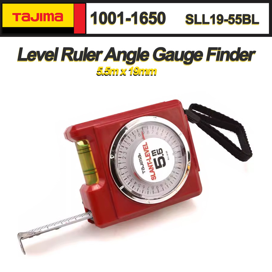 Tajima 1001-1650 5.5M ระดับไม้บรรทัดมุม Gauge Finder เทปวัด 19 มม.-กว้างคู่มือล็อคเทปวัด SLL19-55BL