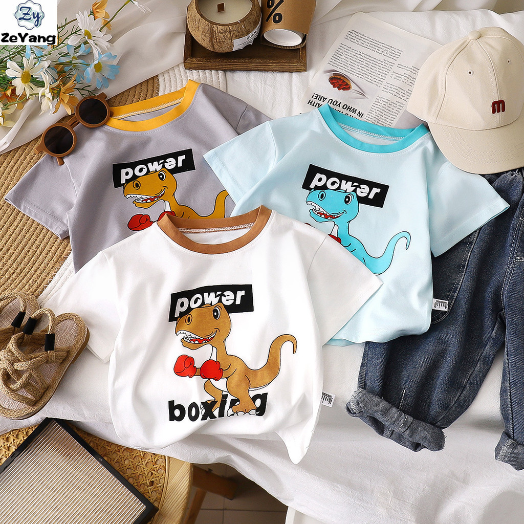 [ZY] 60-150 Ready Stock เสื้อยืดแขนสั้นผ้าฝ้ายแท้สําหรับเด็กลําลองสั้น T เด็กการ์ตูนแขนสั้น All-Match Top เสื้อผ้าเด็กแฟชั่นจัดส่งที่รวดเร็ว