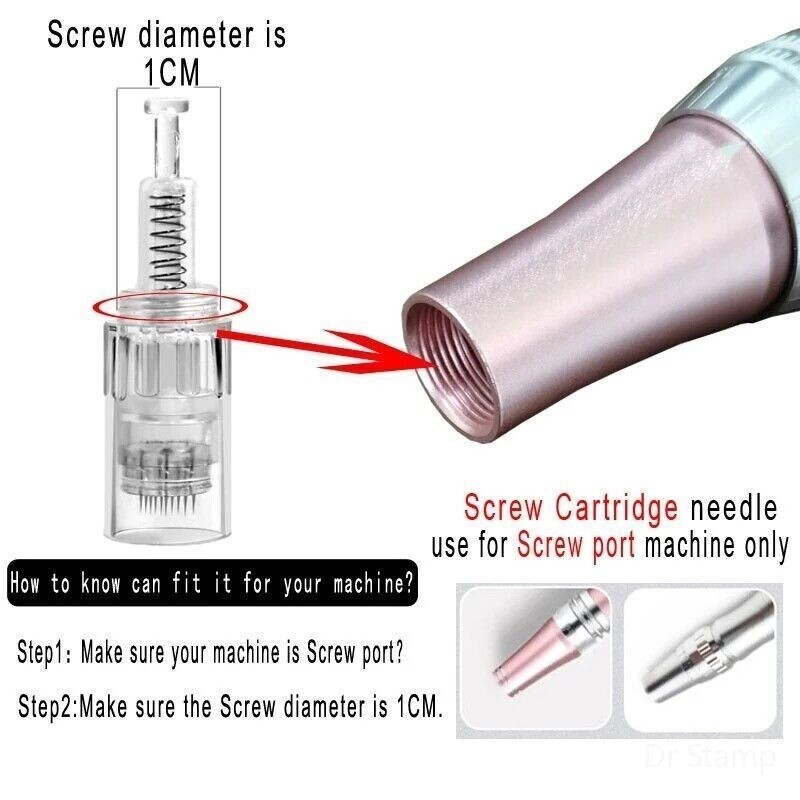 10 ชิ้น 20 ชิ้น 50 ชิ้นสกรู Dermapen เข็มตลับทิ้งเปลี่ยน derma ปากกาเคล็ดลับสําหรับริมฝีปากตา Face และ Body Beauty micrioneedling derma ปากกา Q3 micro เข็มตลับหมึก 5