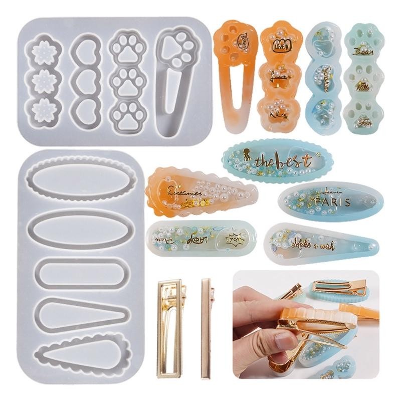 จี้ปิ่นปักผมซิลิโคน flgo ทํากิ๊บติดผม Moulds ซิลิโคนแม่พิมพ์เครื่องประดับ Mould