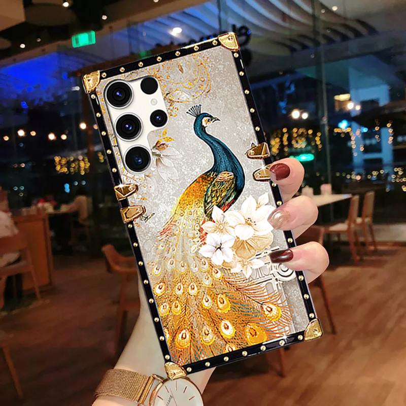 ปลอก Samsung S25 Ultra S24 S23 S22 Note20 Note10+ แฟชั่นลายนกยูงที่สวยงามเคสโทรศัพท์กันกระแทก
