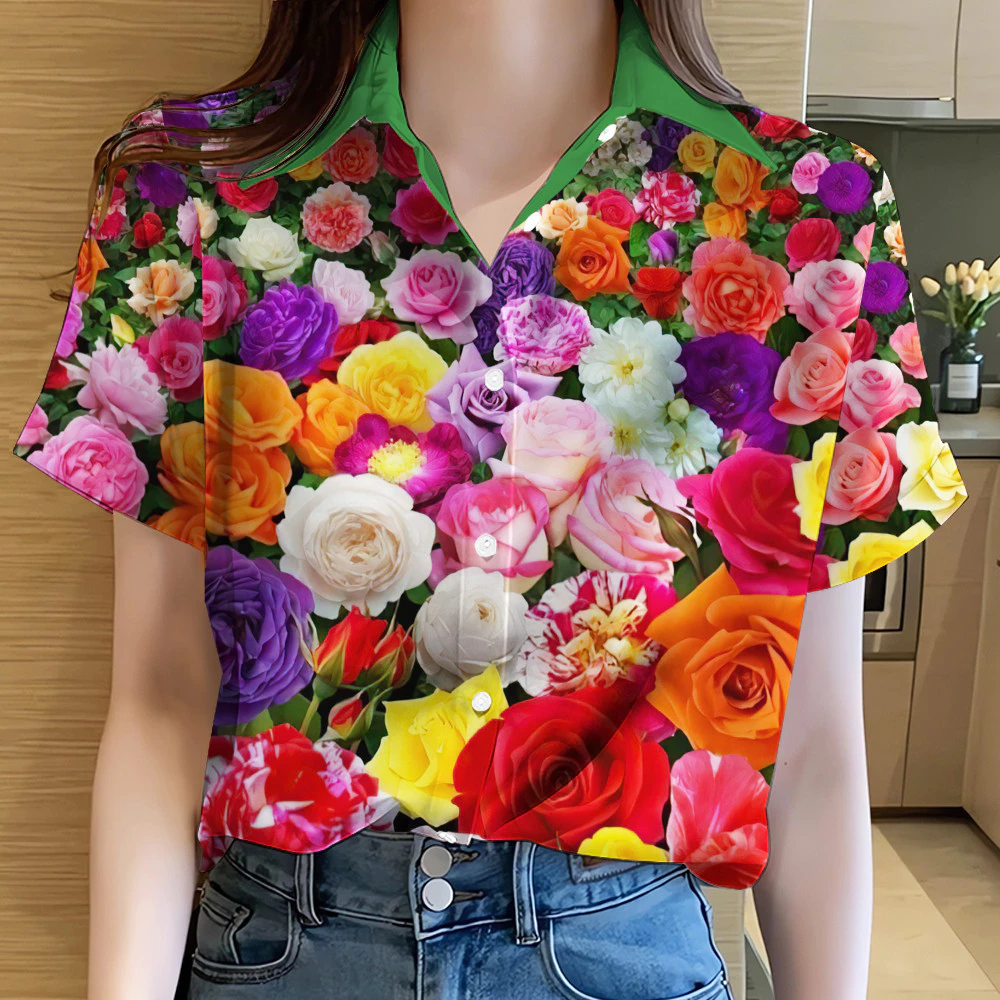 เสื้อสงกรานต์ 2568 ผู้หญิง ฮาวาย แขนสั้น ลายดอกไม้ thumbnail 10