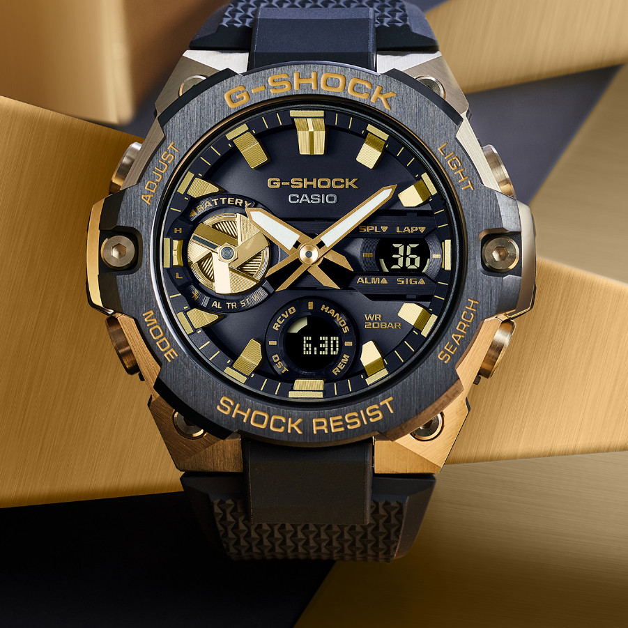GST-B400GB-1A9 สีดําทองกีฬานาฬิกา G-Steel นาฬิกาผู้ชายนาฬิกากลางแจ้ง V789