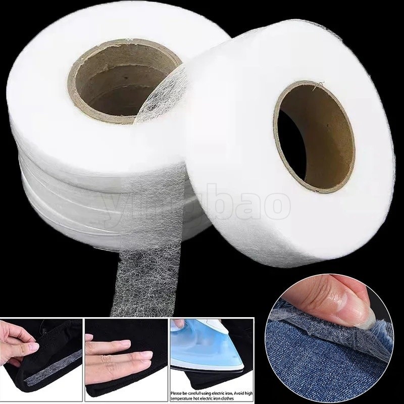 64m/ม้วนกาวสองหน้ากางเกงผ้าไม่ทอ Hem เทปขอบสั้นวางเทป DIY เครื่องมือ
