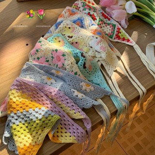 ผ้าโพกศีรษะทรงสามเหลี่ยม สไตล์เกาหลี ฤดูร้อน เหมาะสำหรับใส่เ…