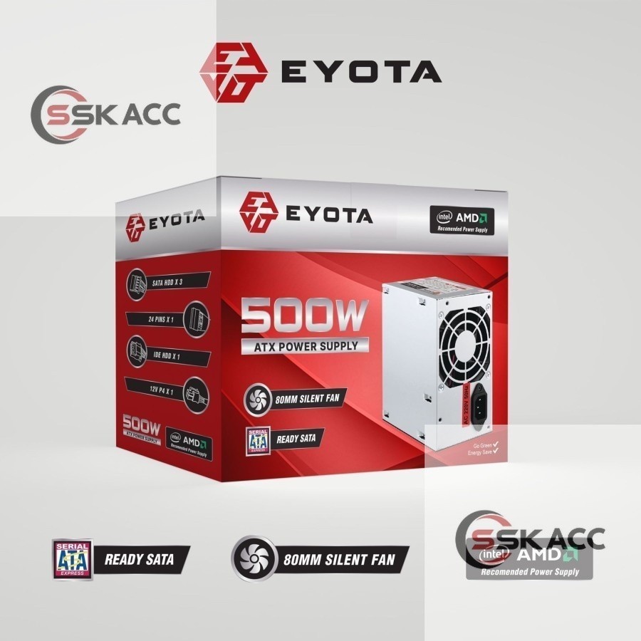 แหล่งจ่ายไฟ Eyota 500W / PSU คอมพิวเตอร์ 500 วัตต์ / PSU ภายใน 500W SSKACC-COMPUTER