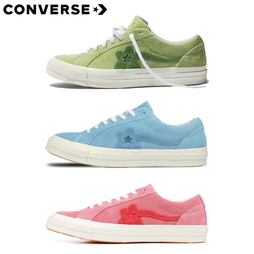 Converse One Star Golf Le Fleur x Small flower TTC Joint name Trend low top shoes green and blue powder