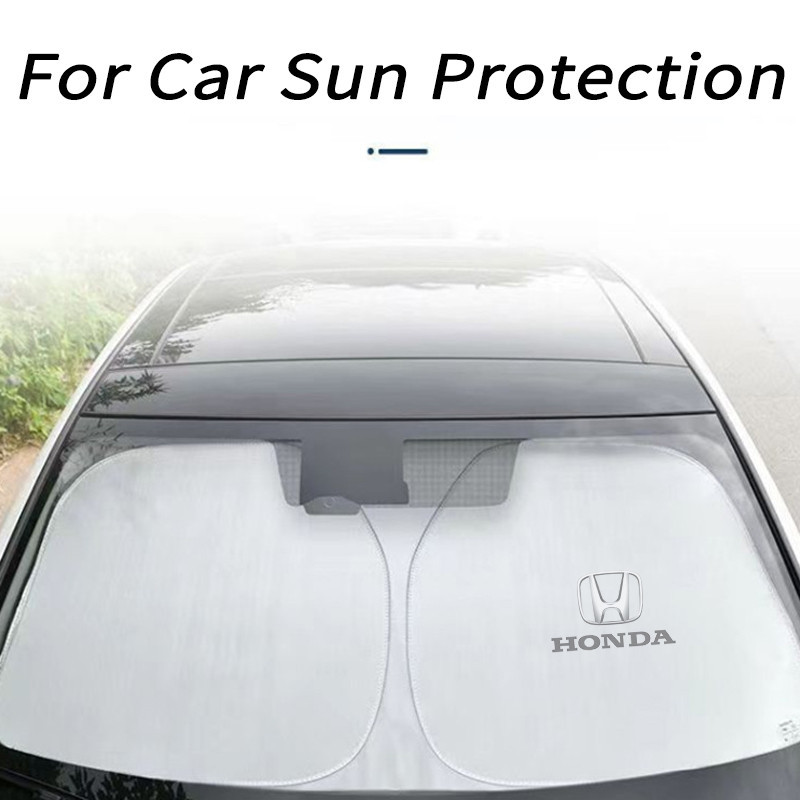 Honda ม่านบังแดดรถยนต์ Anti-UV รถด้านหน้ากระจก Sun Shield Shade ฝาครอบป้องกันแสงแดดสําหรับ Honda HR-V City Jazz BR-V WR-V CR-V Civic Accord - รูปที่ 3