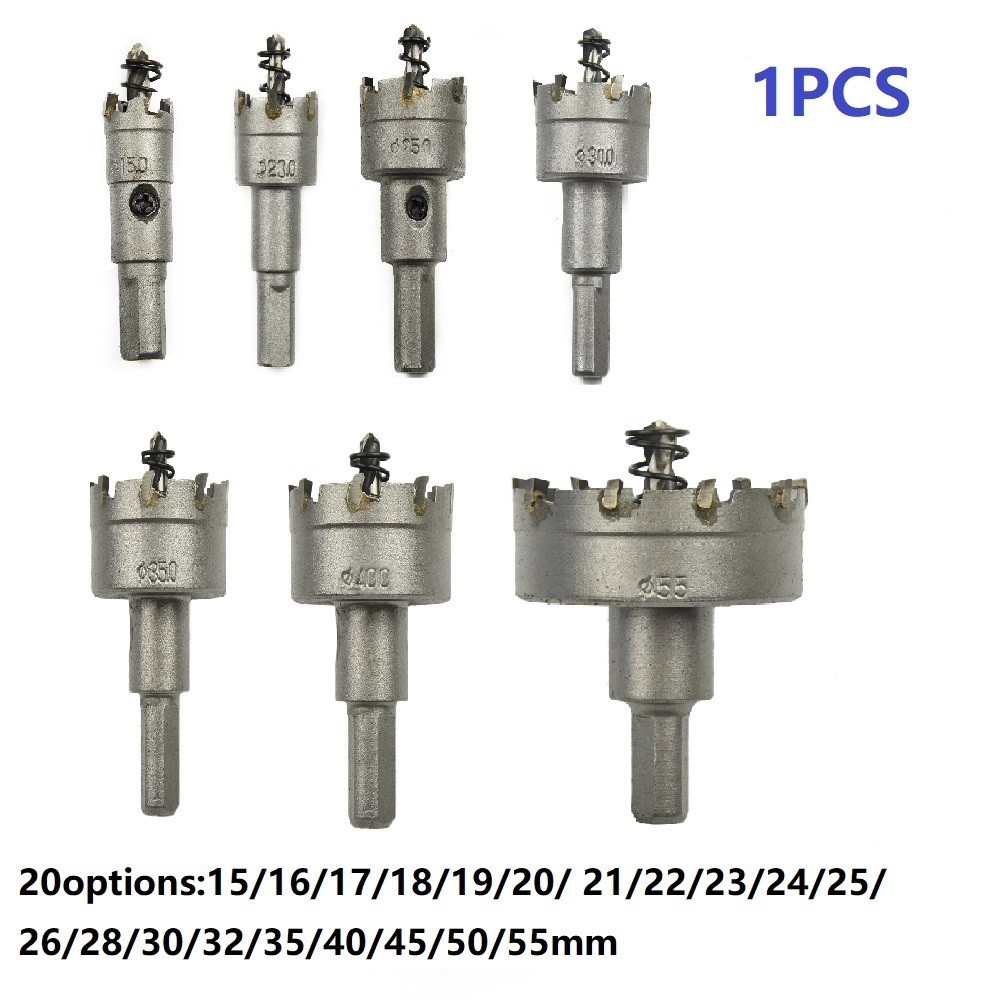 【Sunnylife 】 เครื ่ องตัดโลหะปลายคาร ์ ไบด ์ สแตนเลส TCT เจาะบิต Holesaw Bits ชุด 15-55 มม .