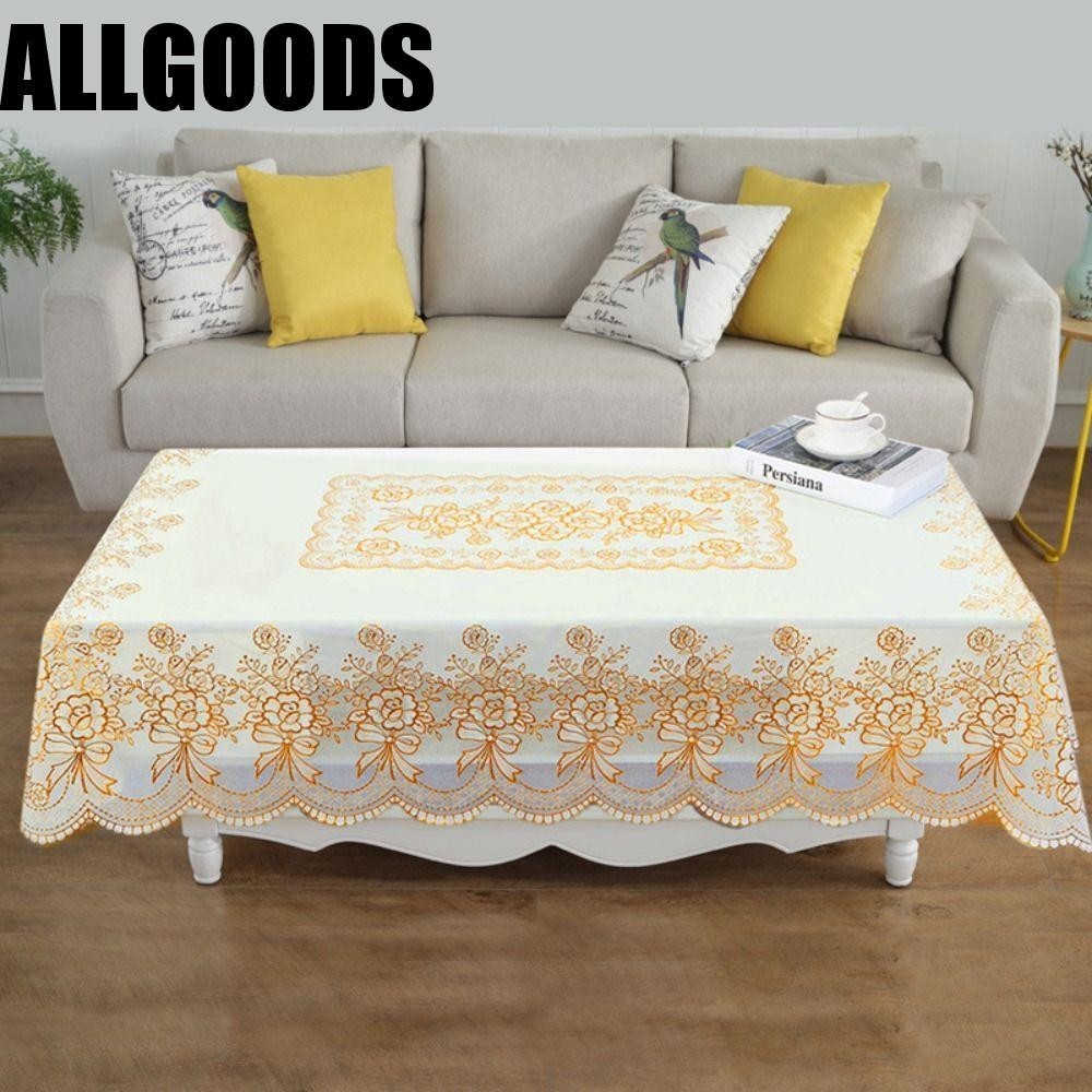 Allgoods ผ้าปูโต๊ะ PVC กันน้ํามัน ทรงสี่เหลี่ยมผืนผ้า แบบหนานุ่ม สไตล์ยุโรป สําหรับตกแต่งโต๊ะ