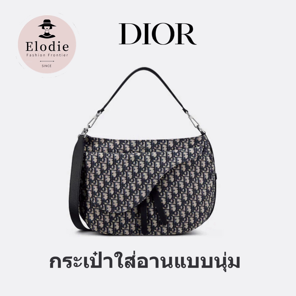ใหม่ Dior กระเป๋าถือ กระเป๋าอานม้า พิมพ์ลาย สีดํา คลาสสิก สําหรับผู้ชาย FMKA