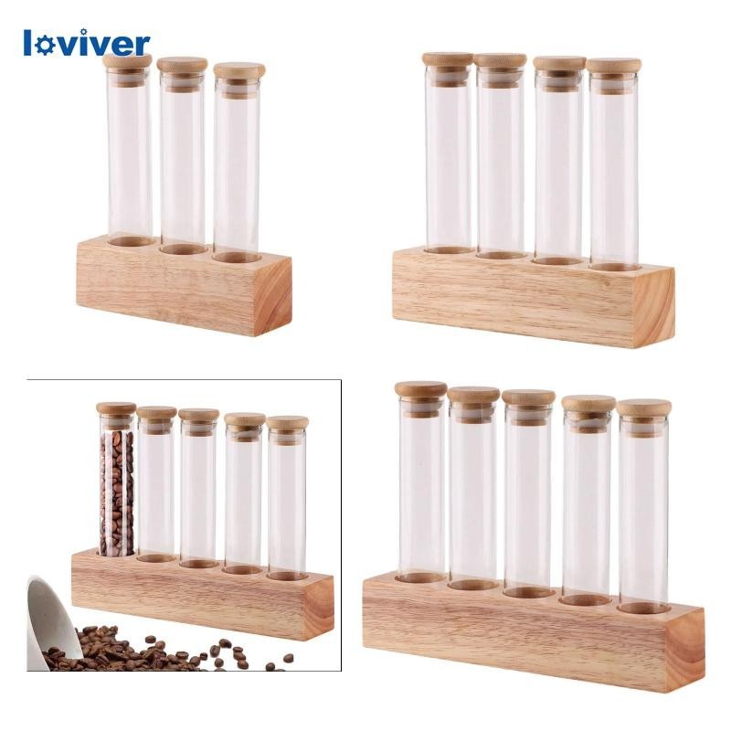 [Loviver] หลอดแก้วเก็บเมล็ดกาแฟ พร้อมขาตั้ง สําหรับบาร์