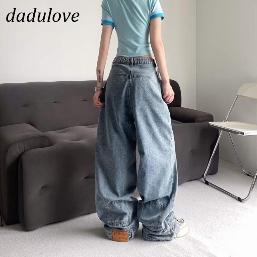 DaDulove New American Ins High Street Retro Embroidered Jeans Niche High Waist Wide Leg Pants plus Size Trousers
