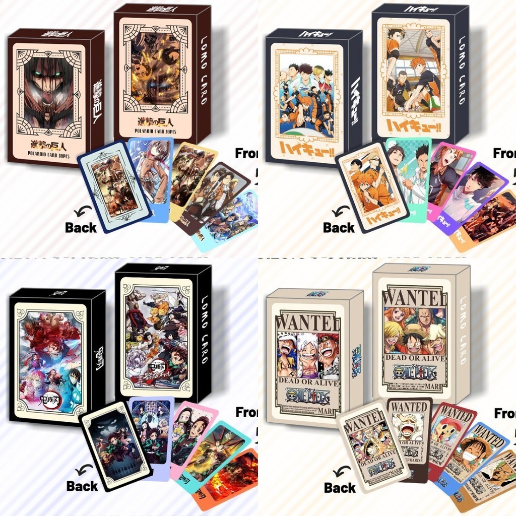 Dragon BALL,Tokyo Revengers,Attack on Titan,Demon Slayer,BLUE LOCK,Chainsaw Man,SPY FAMILY,ONE PIECE,Genshin,Haikyuu! Jujutsu Kaisen,NARUTO Lomo Card Photocard 30ชิ ้ น/box