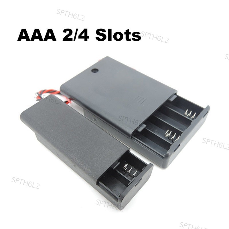 2slot 4Slot AAA แบตเตอรี่ผู้ถือกล่อง 2xAAA 4XAAA 3 V 6 V 1.5 V ตะกั่วเปิด/ปิดสวิทช์มาตรฐานแบตเตอรี่ค