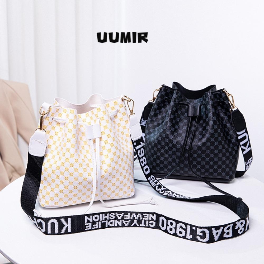 UUMIR Plain Pleated Bag, Casual Plain One-sided Pleated Design Women 's Shoulder Bag, All-match Small PU Leather Bucket Bag Women