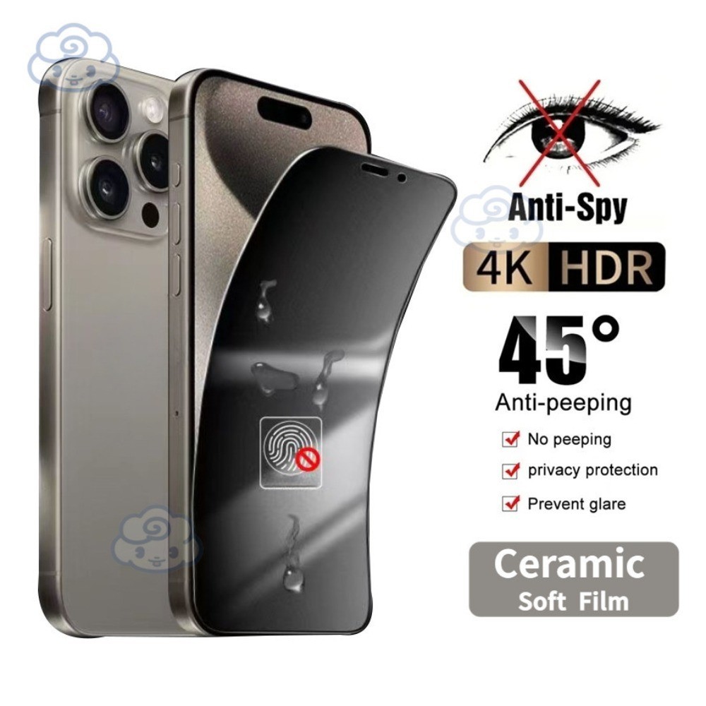 สําหรับiphone 11 12 13 14 15 16 Pro Max Mini Plus X XR XS Max 15 14 16 Plus Matteความเป็นส่วนตัวยืดหยุ่นเซรามิคกระจกนิรภัยป้องกันหน้าจอ