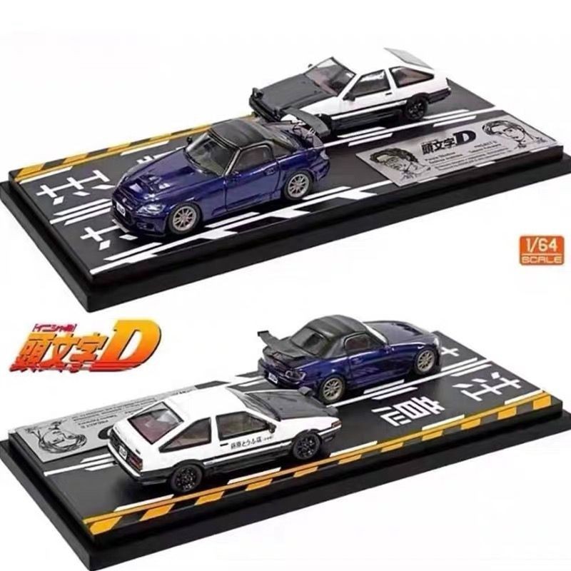 ญี่ปุ่น Animation Club 1/64 Initial D การ์ตูนรุ่น AE86+S2000 ฉากแสดงโมเดลโลหะผสมจําลอง