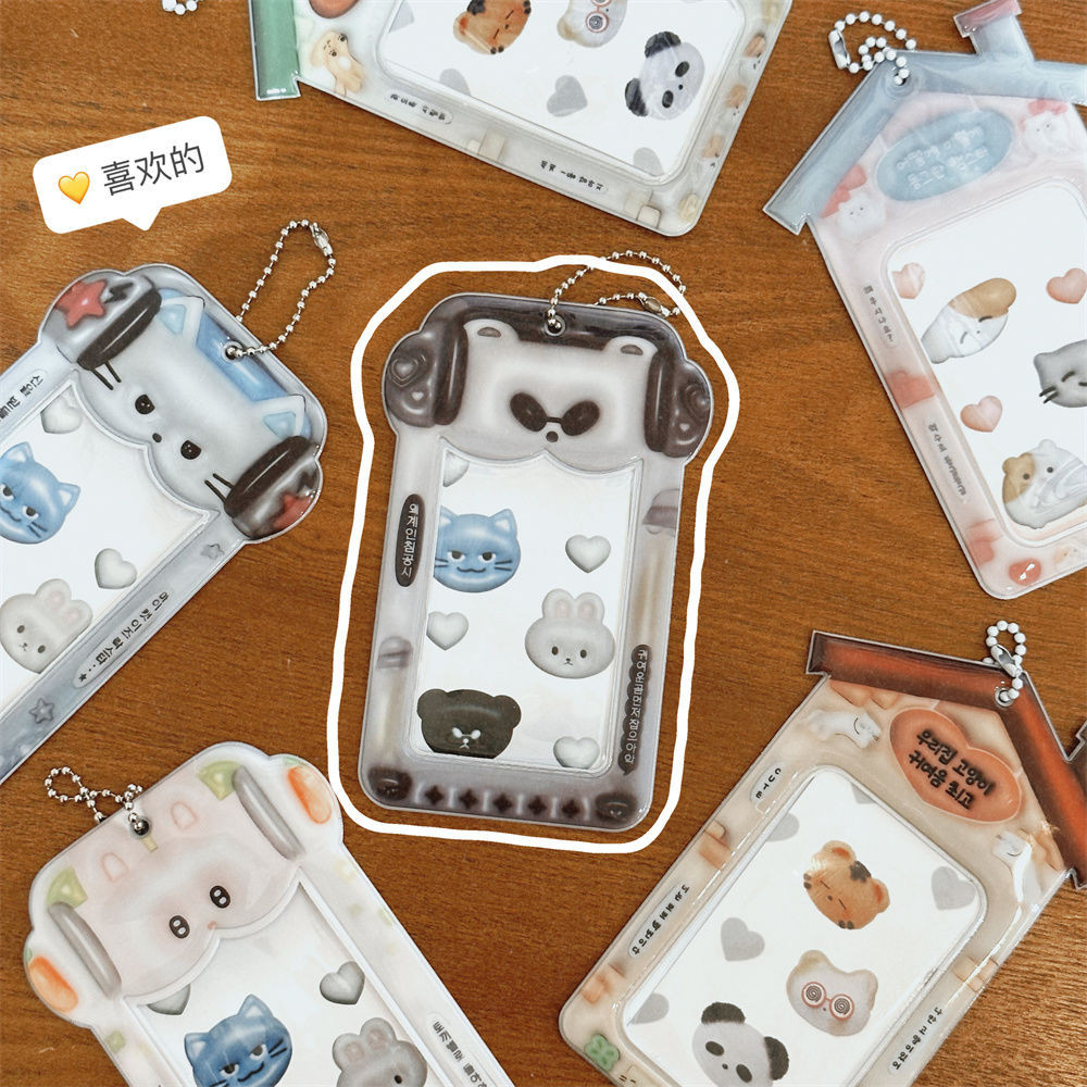 Ins บ้านน้อยน่ารัก 10 ซม.ผู้ถือบัตร PVC Star Chasing Photocard เก็บบัตรอาหารนิ้ว Photocard กรณีป้องกันจี้