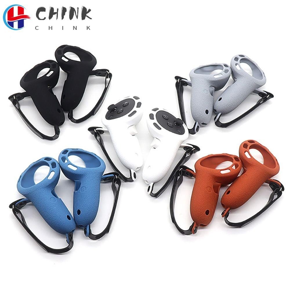 Chink 1 คู่ Touch Controller,ซิลิโคนเกมจับฝาครอบป้องกัน,ที่มีสีสันนุ่ม VR อุปกรณ์เสริมกันกระแทก Handle Grip Shell สําหรับ Meta Quest 3