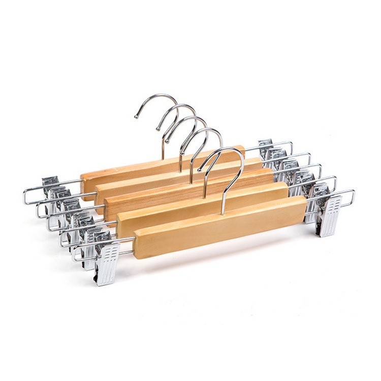 ไม้แขวน มีหนีบเหล็ก (6 ชิ้น) ไม้แขวนกางเกง ไม้แขวนกระโปง32cm Y-02 - รูปที่ 3