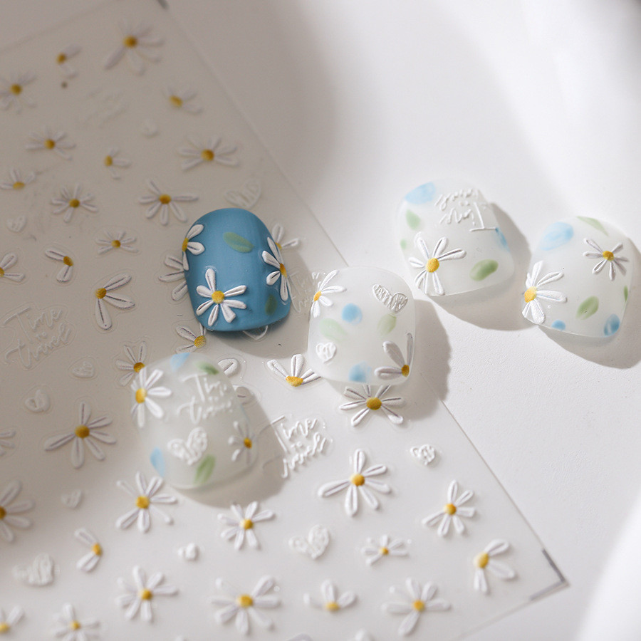 [Meow.Sensei] Iron New Craft Flower Thin Tough Nail Sticker Frosted Thin Transparent Nail Sticker TS-3687 Fresh White Flower