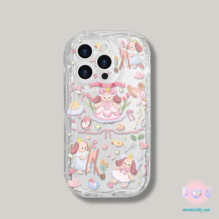 [จัดส่งในพื้นที่] เคสโทรศัพท์สีครีมดอกไม้เข้ากันได้กับiPhone X XR XSหมี 11 13 14 15 12 Pro MAX 7 8 14 15 PLUS 12 13 MINI